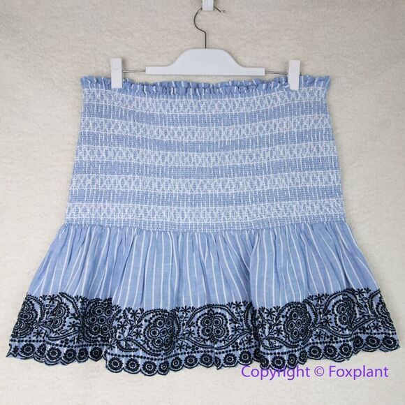 New! Anthropologie Maeve Smocked Linen Mini Skirt, size XL - Picture 9 of 14